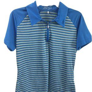 Nike Golf Women's Fit Dry XS 4-6 Short Sleeve Blue Striped Shirt Polo Top